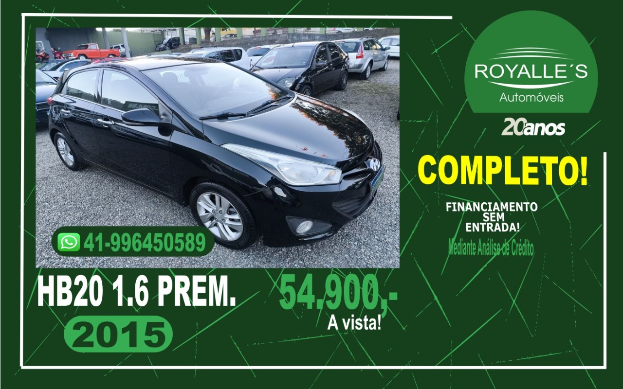 Hyundai HB20 Premium 1.6 Flex 16V Mec. na cor Preto em Curitiba / PR - 1025628
