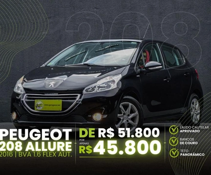 Peugeot 208 2016 Preto — foto 1 de 3