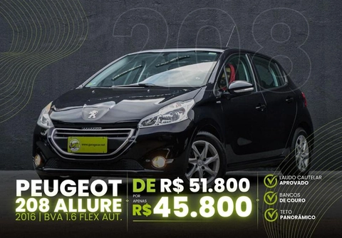 Peugeot 208 2016 Preto — foto 1 de 3