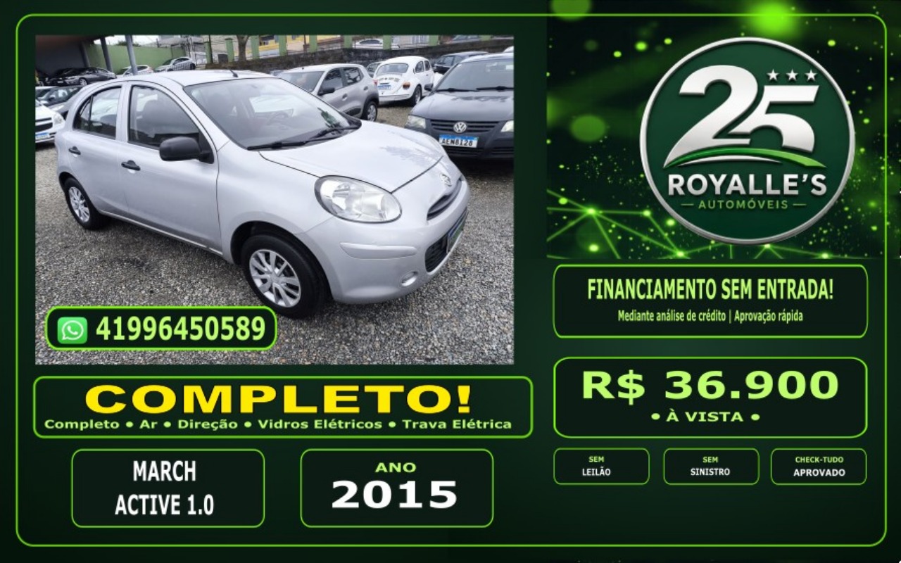 Nissan MARCH 1.0 16V Flex Fuel 5p 2015 Prata — foto 1 de 3