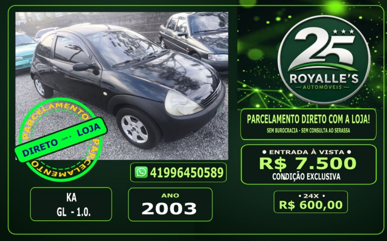 Ford Ka GL 1.0i Zetec Rocam 2003 Preto — foto 1 de 3
